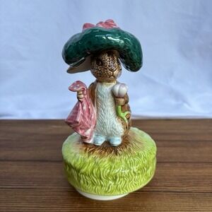 Schmid Beatrix Potter Benjamin Bunny Music Box Figurine Working